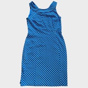 𝅺lands End Polka Dot Sleeveless Ponte Knot Portrait Collar Dress Size 8 NWOT
